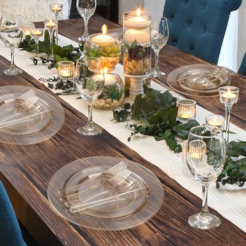 Goodluck 600 Piece Gold Glitter Disposable Plates for 100 Guests