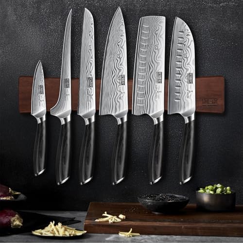 HOSHANHO 7-Pc Knife Set with Magnetic Knife Holder, Japanese Chef Knife Set