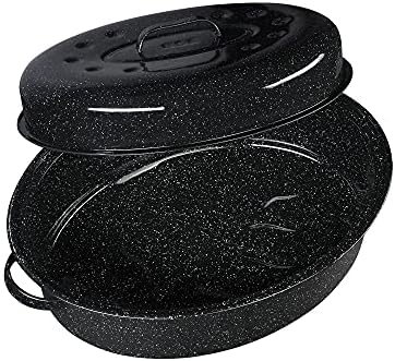 Granite Ware Covered Oval Roaster, 20 Lb Capacity - Speckled Black