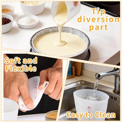 Food-Grade Silicone Cups for Melting Chocolate, 3Pcs BPA Free Silicone Measuring Cups with 2Cup Capacity, Reusable Baking Supplies for DIY Chocolate Molds
