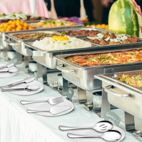 Serving Utensils,XEVOM 6-Piece Stainless Steel Serving Utensil Set Silver