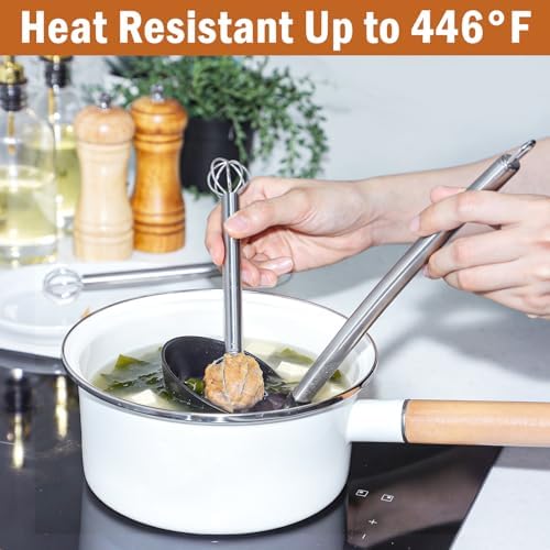 Stainless Steel Measuring Whisk, Double-Ended Whisk with 15ml & 30ml for Precise Mixing, Miso, Sauces & Batter, 2 Pack