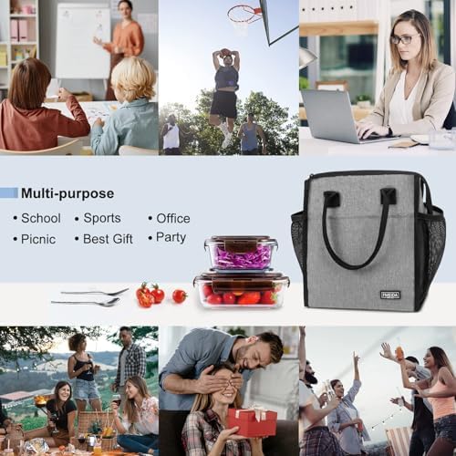Insulated Lunch Bag Women, 12L Large Thermal Snack Bag Reusable Cooler Tote