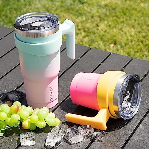 BJPKPK 10 oz Mini Tumbler with Lid, Straw & Handle, Insulated Steel Cup