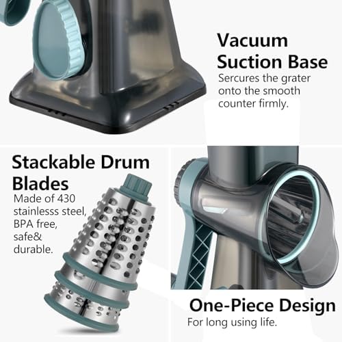 Cheese Grater Hand Crank Rotary Vegetables Shredder with Handle