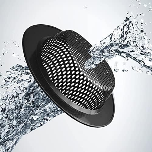 2 Pcs Black Stainless Steel Mesh Sink Drain Strainer, 2.75" Top/1.66" Kitchen Filter Trap Basket,Large Food Catch for Bathroom Bathtub Wash basin Floor drain balcony RV Drain Hole Electroplated Coatin