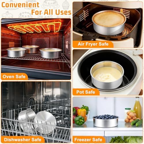 E-far 5 Inch Cake Pan Set of 3, Stainless Steel Small Round Baking Pan Tin