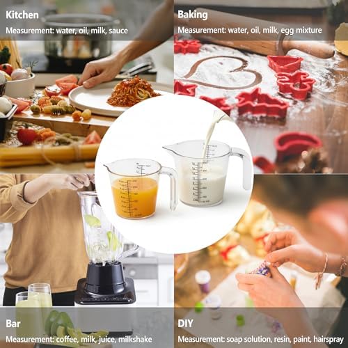 16 oz (2 Cup) Liquid Measuring Cup, Food-Grade Plastic Measuring Cup with Laser-Etched Markings, Clear Single Measuring Cup