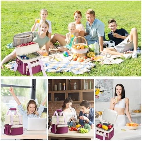 holuxer Lunch Bag for Women - Expandable Double Deck Lunch Box