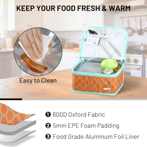 MIER 9-Can Mini Lunchbox Cooler Small Lunch Box Bag for Kids Adults,Orange
