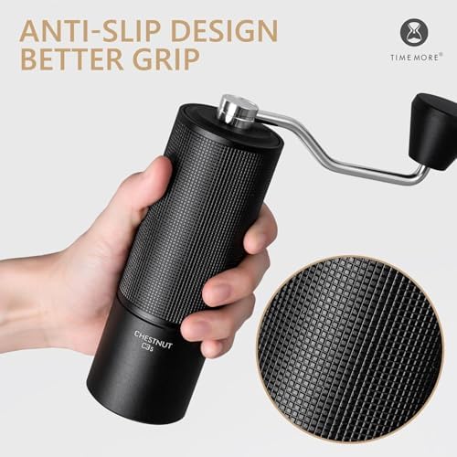 TIMEMORE Chestnut C3S Manual Coffee Grinder, Adjustable Conical Burr Grinder with Stainless Steel S2C Burr - Compatible with Espresso, Pour Over & French Press, Black