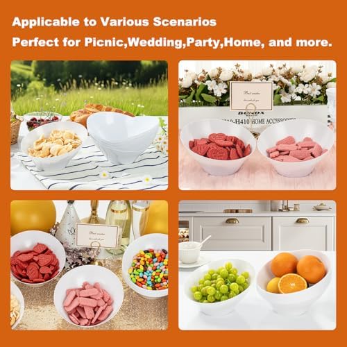 Goodluck 12 Pack white Plastic Serving Bowls for Party - 20 OZ
