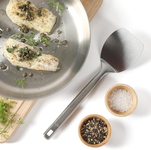 Calphalon Prime Solid Turner, 13-Inch Stainless Steel Solid Spatula, Heat Resistant for Searing and Flipping, Weighted Handle for Balanced Control