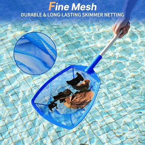 Pool Skimmer Net, 26" Aluminum Pole, Ultra Fine Mesh for Leaves & Debris