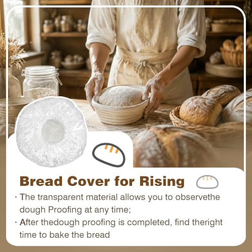 200pcs Bread Proofing Covers for Sourdough, Reusable Elastic Dough Covers for Banneton Baskets and Mixing Bowls, Bread Fermentation Covers to Keep Dough Moist During Rising, Resting and Final Proofing