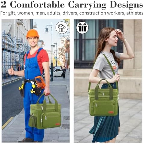 Coobiiya Insulated Lunch Box for Men & Women, Leakproof Lunch Bag Cooler Bag with 4 Pockets,Heavy Duty Lunch Bags Men Cooler Bags for Camping, Travel, Work Kayaking & Beach