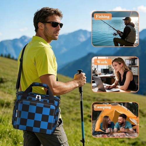 Coobiiya Insulated Lunch Box for Men & Women, Leakproof Lunch Bag Cooler Bag with 4 Pockets,Heavy Duty Lunch Bags Men Cooler Bags for Camping, Travel, Work Kayaking & Beach