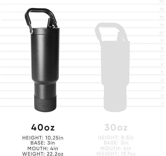 Simple Modern Trek Pivot | 40oz Flip Straw Tumbler with Handle | Water Bottle & Boot | Interchangeable Straw & Chug Lids | Insulated Stainless Steel Jug | Gym Sports Outdoors | Clementine