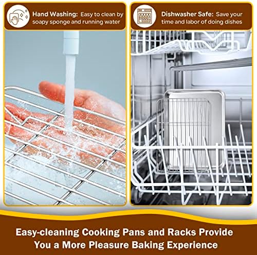 P&P CHEF Stainless Steel Baking Sheet with Rack Set for Cookie, 10.4 Inch