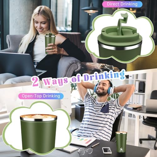 17oz Insulated Travel Coffee Mug with Flip Lid – Leakproof Stainless Steel Insulated Coffee Tumblers, Reuable Coffee Cup for Hot & Cold Drinks, Perfect for Camping & On-the-Go