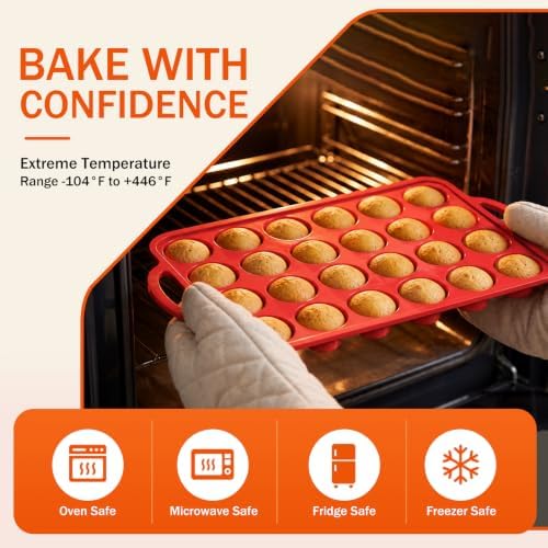 Silicone Mini Muffin Pans for Baking, 24-Cup Nonstick Cupcake Pan