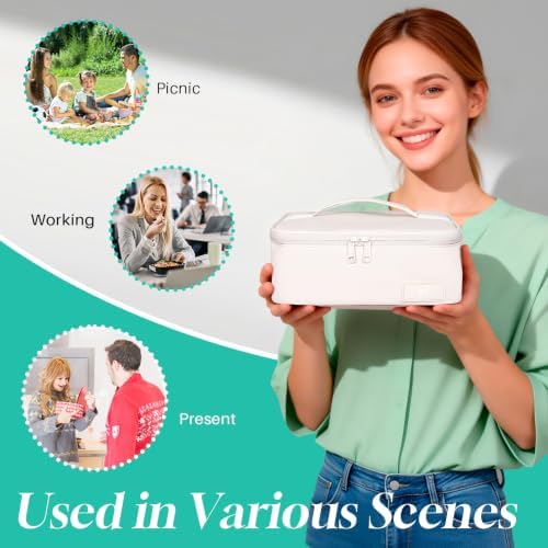 NOL Insulated Lunch Bag for Adults – Compact Cooler Lunch Box with Food-Grade Lining, Waterproof Lunch Bag for Work, Travel | Portable Thermal Meal Tote with Handle, Cream