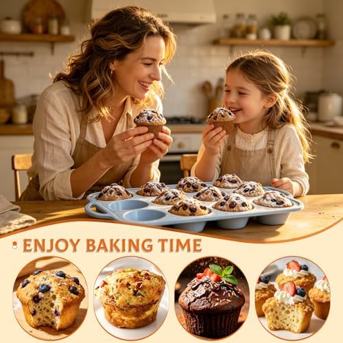 Silicone Muffin Pans for Baking, Metal Reinforced Frame 2.8''Silicone Molds