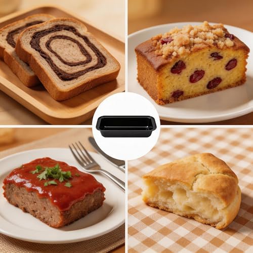 3 Pack Carbon Steel Bread Loaf Pans for Baking, Black, 6 x 3 Inch