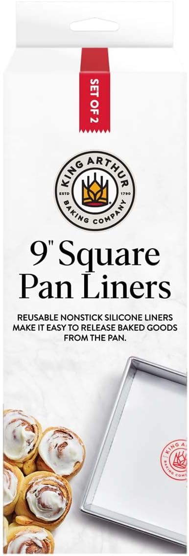 King Arthur Baking Company Square Cake Pan Liners, Oven Safe Reusable Nonstick European-Grade Silicone, 9-Inch, Set Of 2, For Easy Nonstick Cake Release