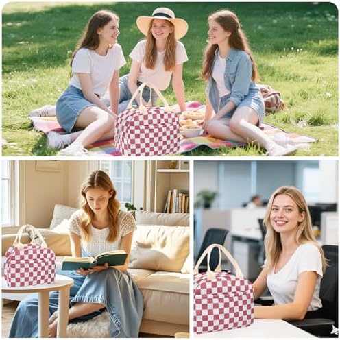 Cotton Quilted Insulated Lunch Bag, Reusable Quilted Floral Lunch Tote Bags