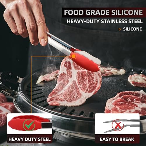 Stainless Steel Kitchen Tongs Set, 3 Pack with Silicone Tips