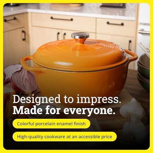 Lodge Essential Enamel Cast Iron Dutch Oven, 6 Quart, Pumpkin