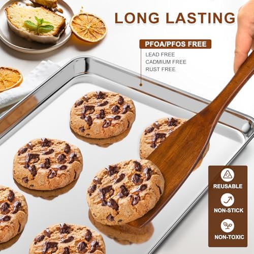Baking Sheet Set of 2, Commercial Grade Stainless Steel Cookie Sheets for Baking, 17.5''x13'' / 15.7''x12'', Thicker and Firmer Baking Pans Set, Rust & Warp Resistant & Nonstick, Nontoxic & Heavy Duty