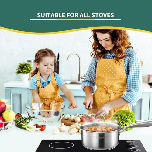 DELARLO Tri-Ply Stainless Steel Hybrid Non Stick Saucepan 2.5 Quart