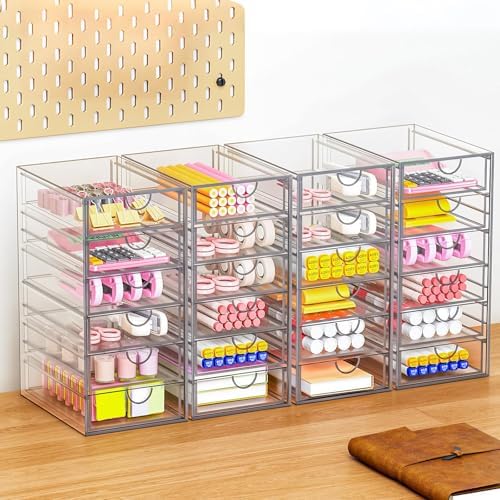 YFXCVSL 6-Pack Acrylic 31-Drawer Storage & Makeup Organizer for Desk