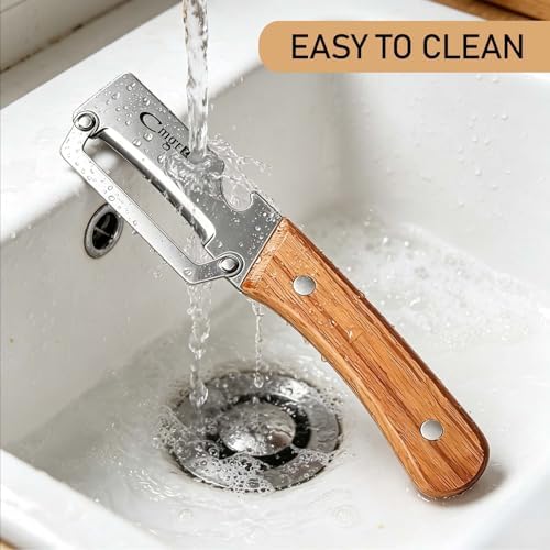 Left-Handed Vegetable Peeler Wooden Stainless Blade for Fruit Potato