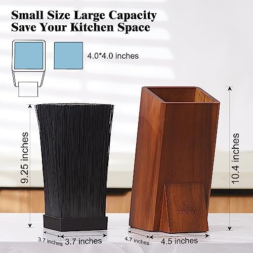 Universal Knife Block Without Knives, Acacia Wood Countertop Knife Holder