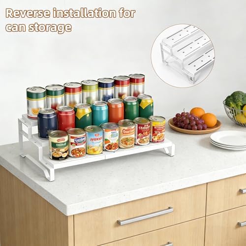 Expandable Spice Rack Organizer for Cabinet 3 Tier Spicy Shelf White 1Pack