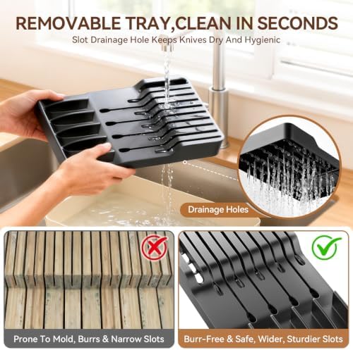 MAD SHARK 11 PCS Drawer Knife Set with Organizer, Kitchen Knife Block Sets