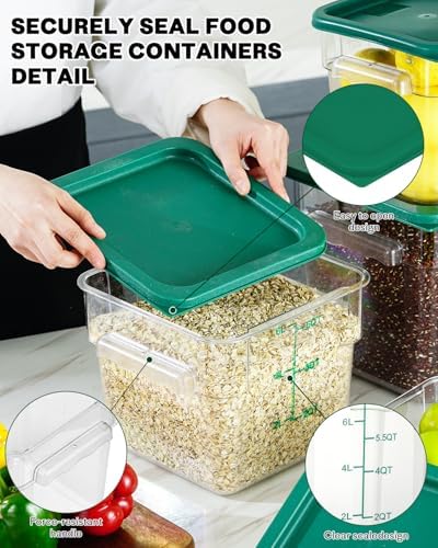 8QT 2PCS NSF Commercial Clear Food Storage Containers with Lids(GREEN)