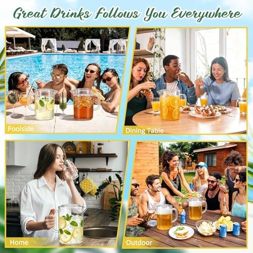 Tessco 12 Pcs Plastic Pitchers 60 Oz Clear Water Beer Jug Large,Fashion