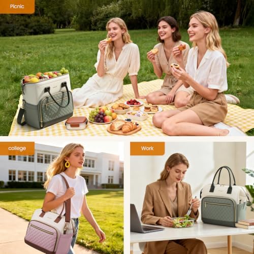 LOVEVOOK Lunch Bag Women, Insulated Lunch Box for Women with Cup Holder