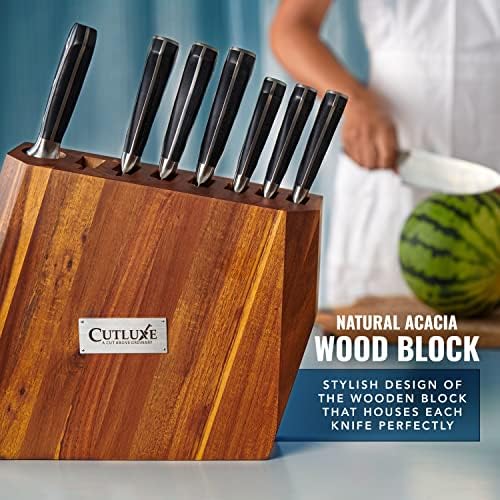 Cutluxe Kitchen Knife Set, 8-Piece Chef Knives with Acacia Wood Block