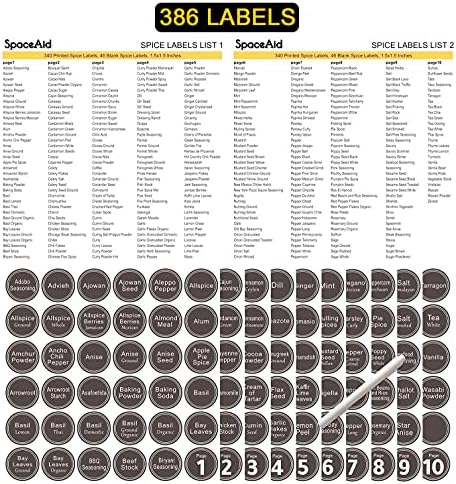 SpaceAid Spice Rack Organizer with 32 Spice Jars, 386 Spice Labels, Chalk Marker and Funnel Set for Cabinet, Countertop, Pantry, Cupboard or Door & Wall Mount - 32 Jars, 15.3" W × 10.8" H, Black