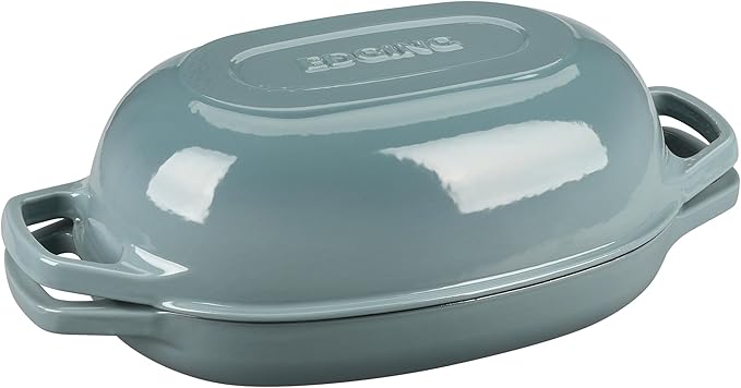 Enameled Cast Iron Oval Dutch Oven Pot with Lid, Dutch Oven for Sourdough Bread Baking, Bread Oven, Bread Dutch Oven, Oval Bread Pan, 7qt, Seasalt
