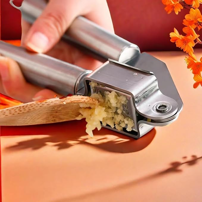 Stainless steel manual garlic press, home use garlic crushing tool, new kitchen garlic paste tool.