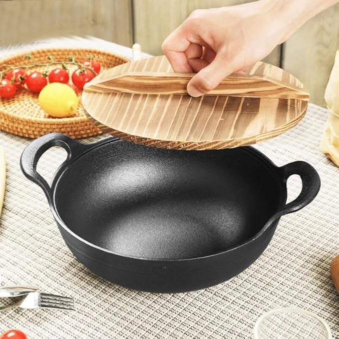 10 inch Cast Iron Wok with Lid and Handles, Grilling Pan, Use in the Oven, on the Stove, or on the Grill (Wok with Lid 10 inch)