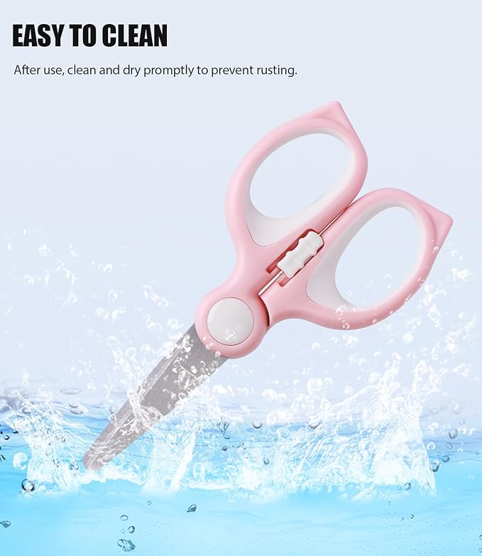 Baby Food Scissors Kicthen Shears -2Pack Portable Healthy Kids Scissors,Stainless Steel Scissor with Storage Travel Case - Ideal for Cutting Meat, Chicken, Vegetables, and Fruits