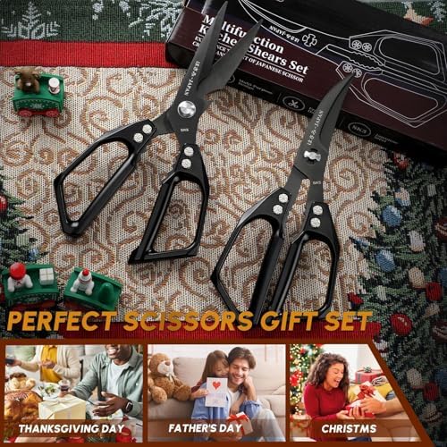 Huusk Kitchen Scissors for Food, Sharp Seafood & Kitchen Shears Set