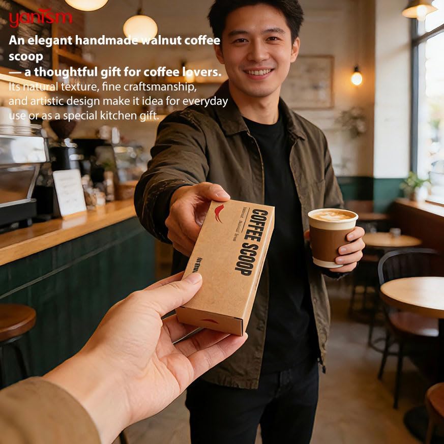 Walnut Coffee Scoop,Wooden Coffee Bean Measuring Spoon,10g Capacity,Natural Wood Coffee Scoop for Tea,Sugar & Powder,Rustic Kitchen Gift for Coffee Lovers